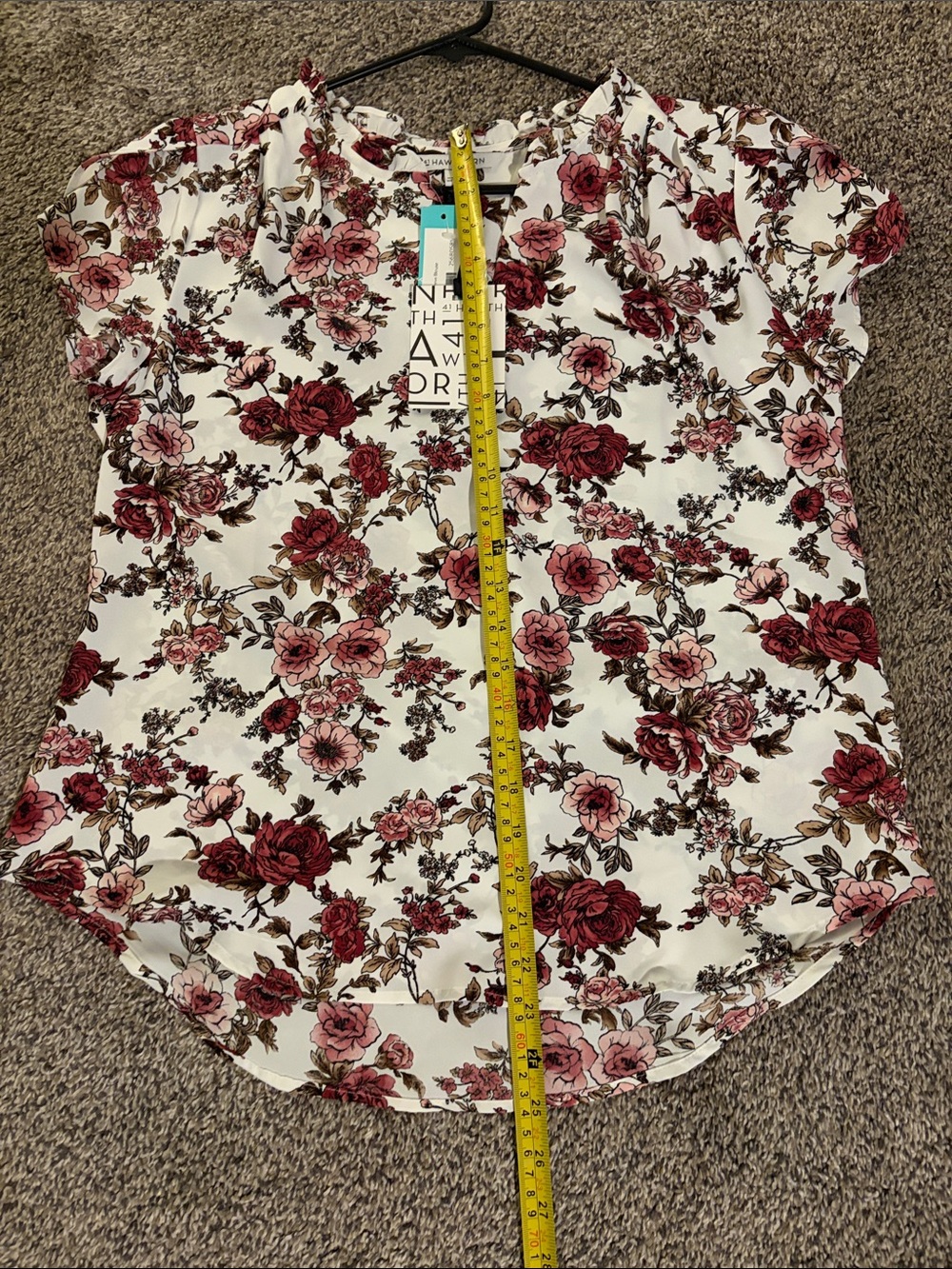 41 Hawthorn White Blouse with Pink & Red Floral Print Size M NWT - Picture 5 of 6